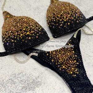 Black Gold Competition Bikini Suit Competition Set Figure Bikini Posing Competition Bikini