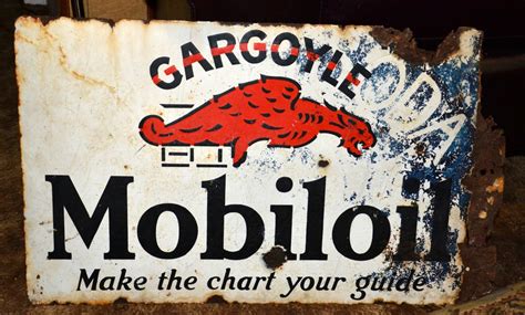 Gargoyle Mobiloil Make The Chart Your Guide Double Sided Porcelain