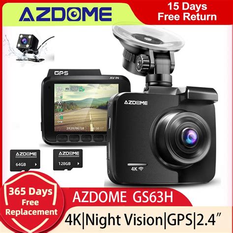 Azdome Dashcam Gs H Dual Lens K Car Camera Built In Gps Wi Fi Front