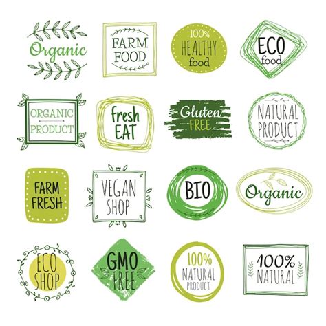 Premium Vector Bio Labels Vegan Green Eco Food Gluten Free Natural