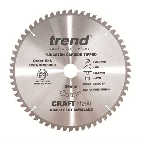 Trend CSB CC26060 Craft Mitre Saw Crosscut Circular Saw Blade 260mm X