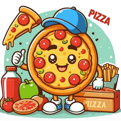 Ilustraci N De Dibujos Animados De Pizza Dibujada A Mano Por Vector