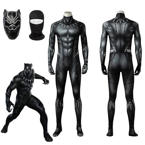 Black Panther Costume Tchalla Cosplay Superhero Jumpsuit Superman Bla