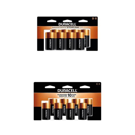 Amazon Duracell Coppertop C D Batteries Combo Pack 8 Count Each