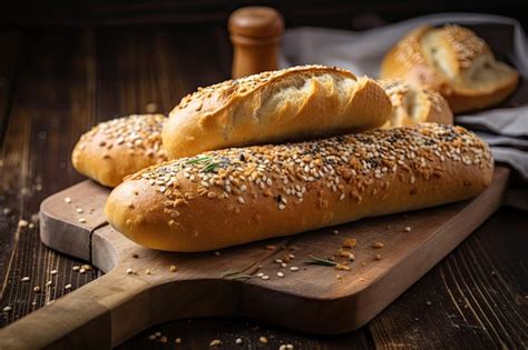 Premium AI Image Freshly Baked Baguettes Warm And Crusty Topped With