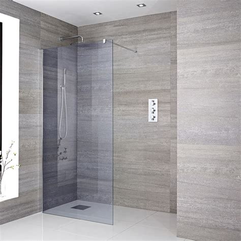 Milano Portland Luna Smoked Glass Wet Room Shower Enclosure Choice