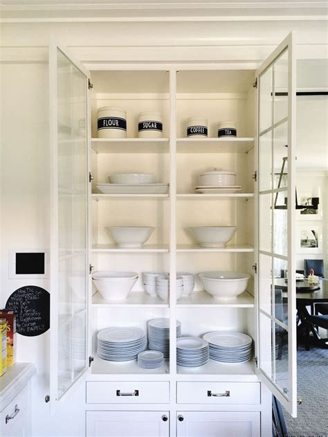 Kitchen Storage Glass Cabinets Bowls Plates White Dishes Home