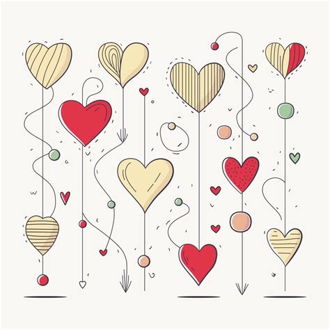 Valentine S Day Hanging Hearts Design Vector Illustration