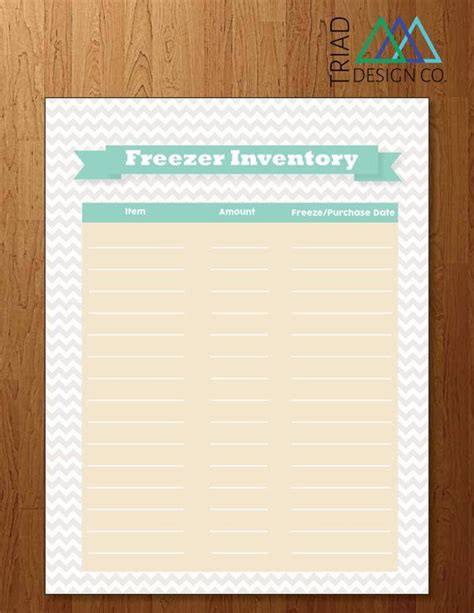 Freezer Inventory Sheet Keep Track Of Your Frozen Foods