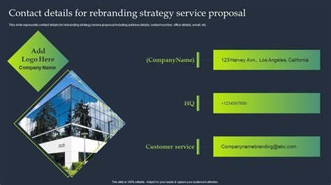 Contact Details For Rebranding Strategy Service Proposal Professional