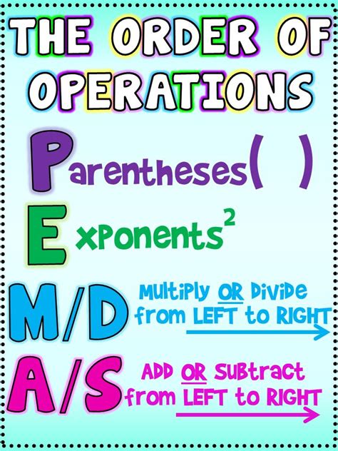 Order Of Operations Anchor Chart Pdf