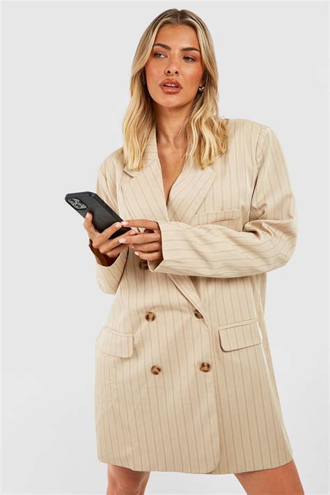 Premium Pinstripe Oversized Blazer Dress