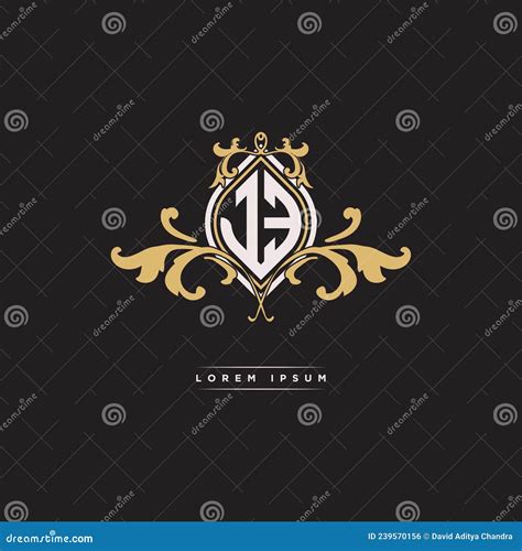 JE Logo Monogram Ornamental Geometric Vintage Style Stock Vector