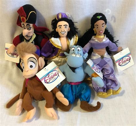 Disney Store Aladdin Plush Toys Jasmine Abu Genie Jafar With Tags