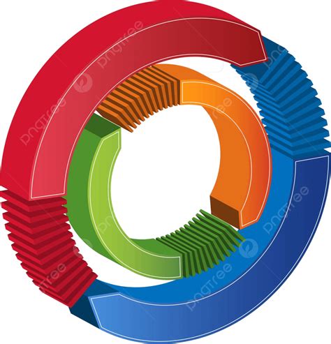 Diagram Lingkaran Proses Diagram Panah 3d Siklus Isometrik Vektor