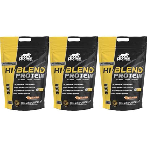 Kit X Hi Blend Protein G Refil Amendoim Leader Nutrition