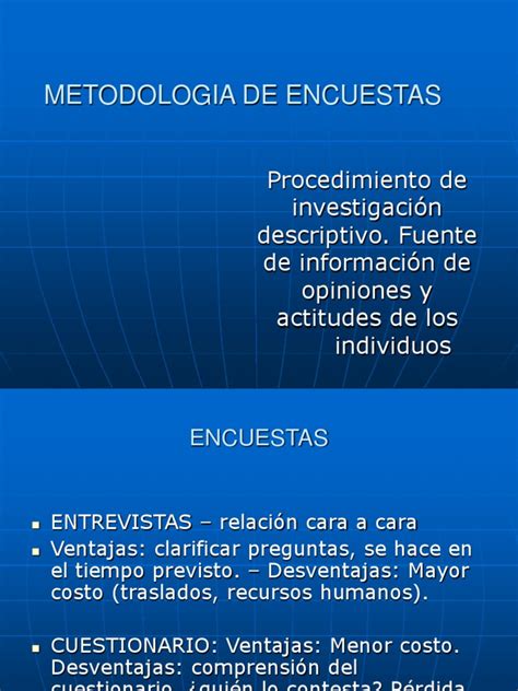 Metodologia De Encuestas Pdf Muestreo Estadísticas Cuestionario