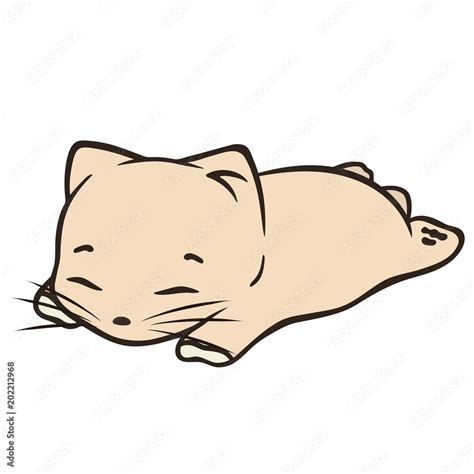 Cozy Kitten Lies On Stomach Vector Illustration Small Cat Sleep Cartoon Kitty Sleeping Cute