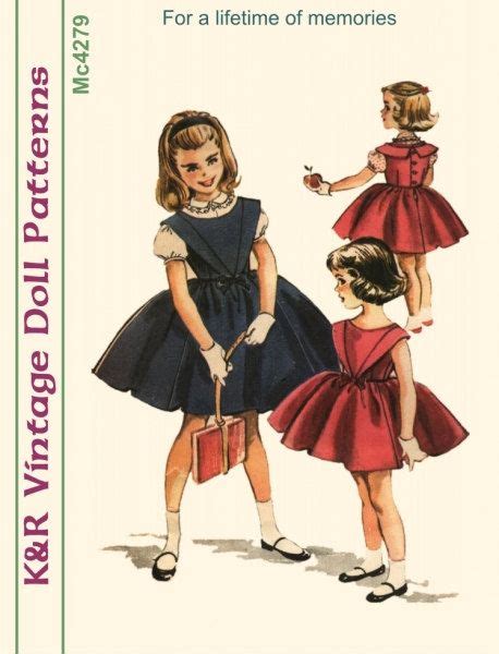 Krvp 4279dd 18 Doll Vintage 1950 S Dress Pattern Digital Download Etsy Vintage Girls