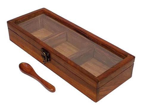 Sheesham Wood Brown Wooden Rectangle Spice Box For Kitchen At Rs 325