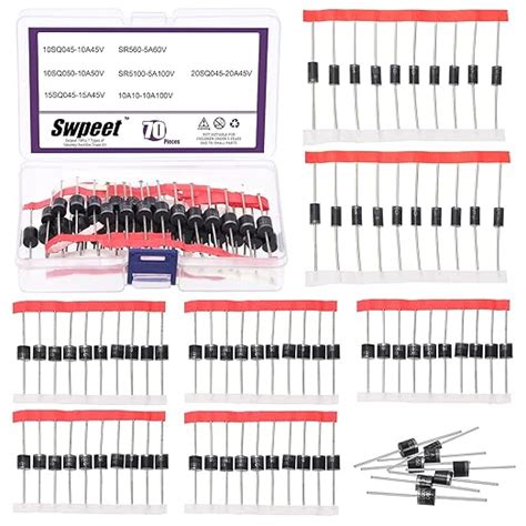 Swpeet 70pcs 7 Types Of Schottky Rectifier Diode Kit Including 10sq045 10sq050 15sq045 Sr5100