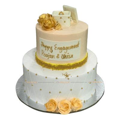 Order Two Tier Golden Theme Engagement Cake In Kathmandu Julies Cakes