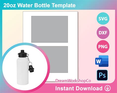 20oz Water Bottle Template Sublimation Template Ms Word Etsy