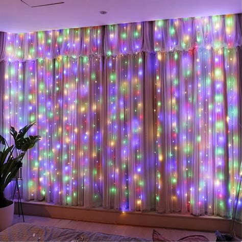 Hxweiye Lampki Na Zasłony Kurtyna Świetlna Dekoracyjna 3x3m 300 Led