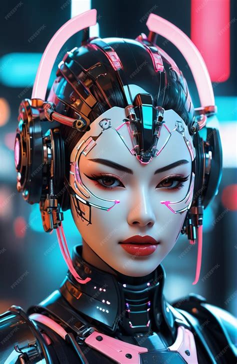 Premium Photo Futuristic Humanoid Wearing Bionic Armor With Neon Glowing Cyberpunk Style