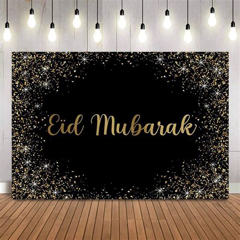 Black Eid Mubarak Backdrop Ramadan Kareem Background Islamic Hanging