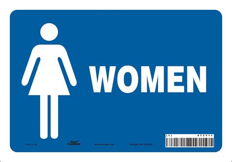 CONDOR Restroom Sign, Women, Sign Header No Header, Vinyl, 7 in x 10 in ...