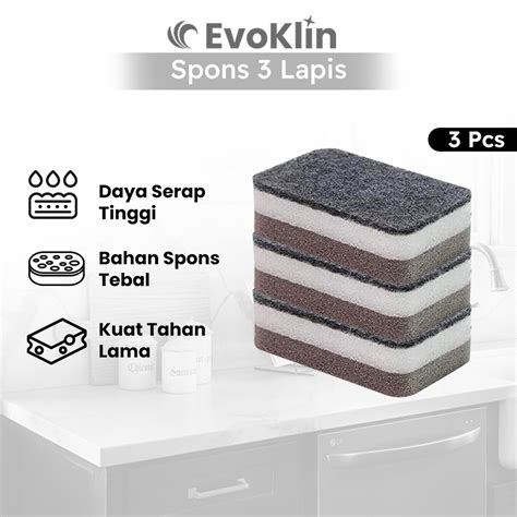 Jual Evoklin Super Durable Sponge Spons Cuci Piring Tahan Lama Anti