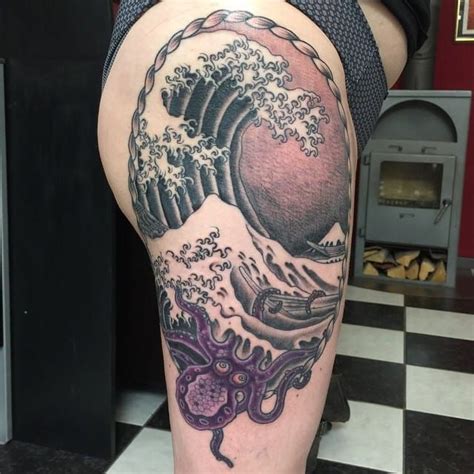 15 Powerful Hokusai Wave Tattoos Waves Tattoo Tattoos Think Tattoo