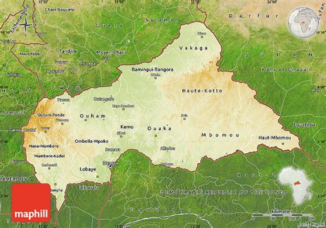 Physical Map Of Central African Republic Satellite Outside