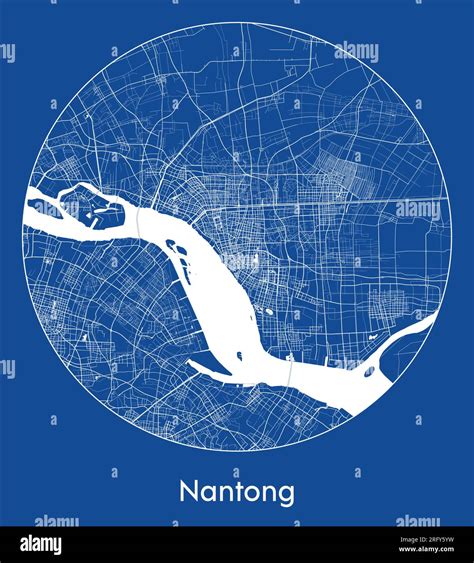 City Map Nantong China Asia Blue Print Round Circle Vector Illustration