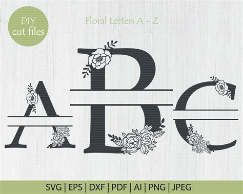 Floral Alphabet Svg Botanical Letter Svg Letter With Flowers Flower