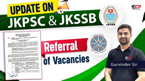 Good News Update On JKPSC JKSSB Referral Of Vacancies System