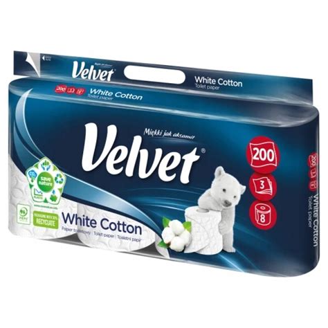 Papier toaletowy VELVET EXCELLENCE 8 rolek 3 warstwy biały Papiery