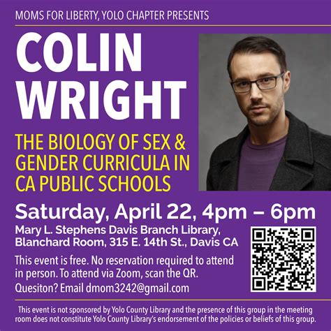 Apr 22 Colin Wright Talk The Biology Of Sex Davis Ca Patch