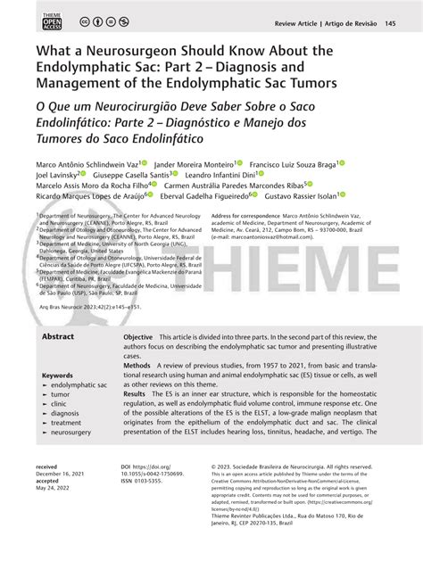 Pdf What A Neurosurgeon Should Know About The Endolymphatic Sac Part