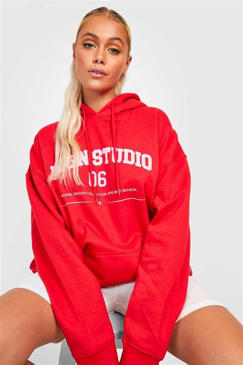 Printed Slogan Oversized Hoodie Boohoo Uk