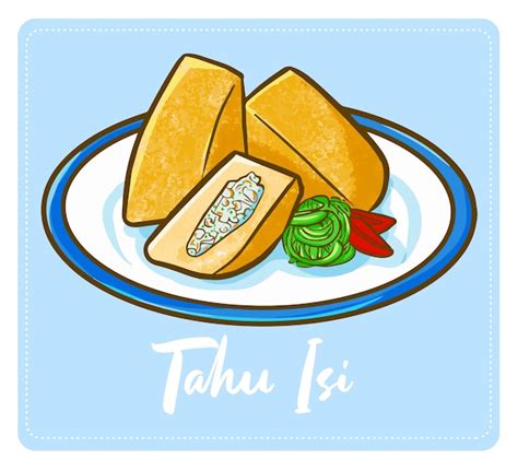 Premium Vector Funny And Yummy Cute Indonesian Tofu Or Tahu Isi