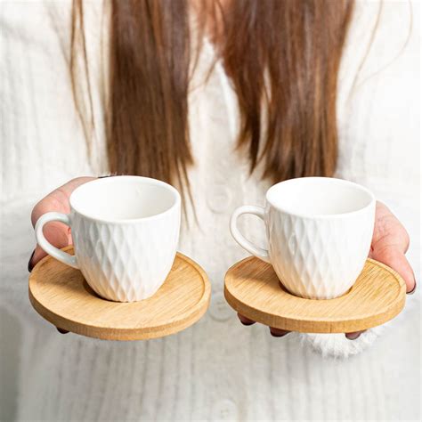 Bomboniera Set Tazzine da caffè con base in bamboo