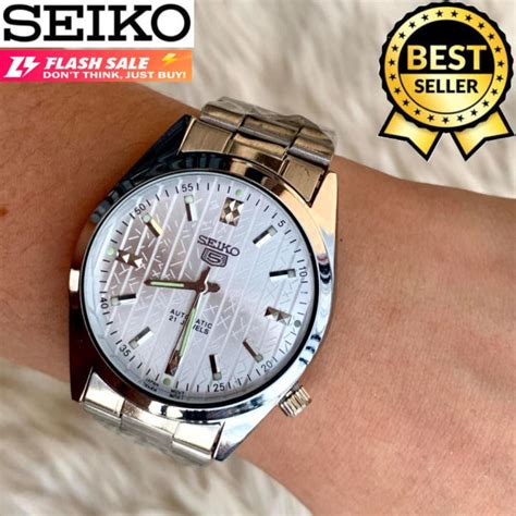 Seiko 5 21 Jewels Bts Automatic Hand Movement All Silver Stainless Steel Watch For Men Silver