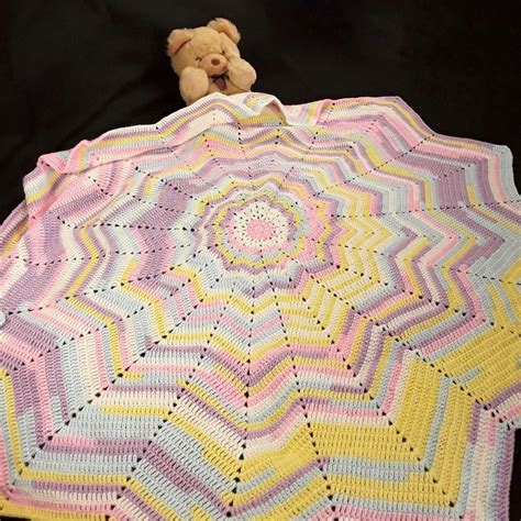 Crocheted 12 Point Star Baby Blanket Multi Co Folksy