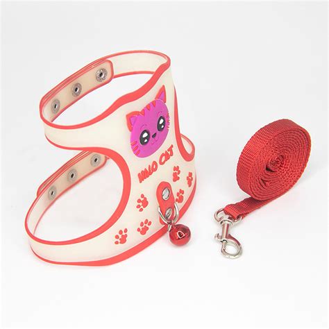 Cartoon Pattern Cat Harness With Design Reflective For Night Walks Pet