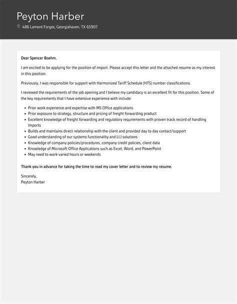 Import Cover Letter Velvet Jobs