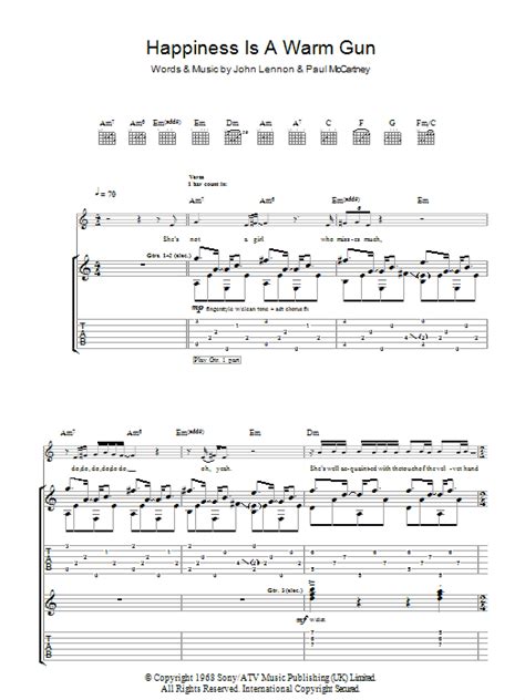 Happiness Is A Warm Gun By The Beatles Sheet Music For Guitar Tab At Sheet Music Direct