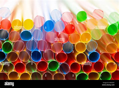 Colored Plastic Drinking Straws Closeup Macro Stock Photo Alamy