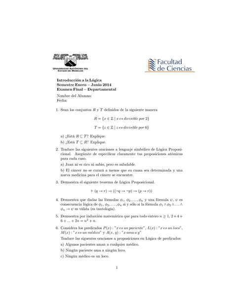 Examen final introducción a la lógica junio 2014 pdf on a la ogica